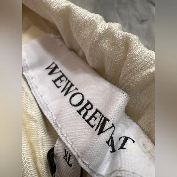 WeWoreWhat Ivory Long Sleeve Tiered Mini Dress in Crinkled Chiffon, NWT, XL - Picture 15 of 16